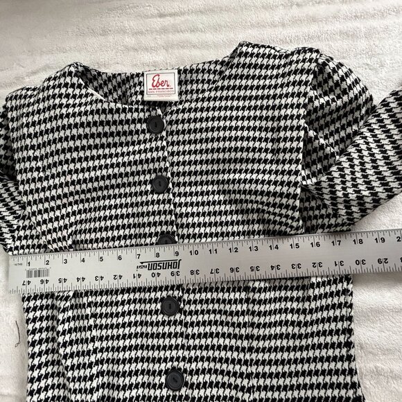 Eber San Francisco Womens Houndstooth Button Front Bodycon Dress Size 11 Career - Picture 6 of 8